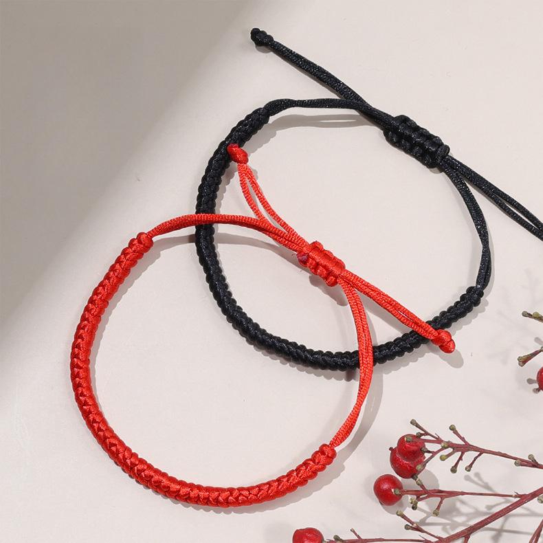 Lucky Red Braided Rope Bracelet, Handmade Adjustable Cord for Him & Her Matching Jewelry