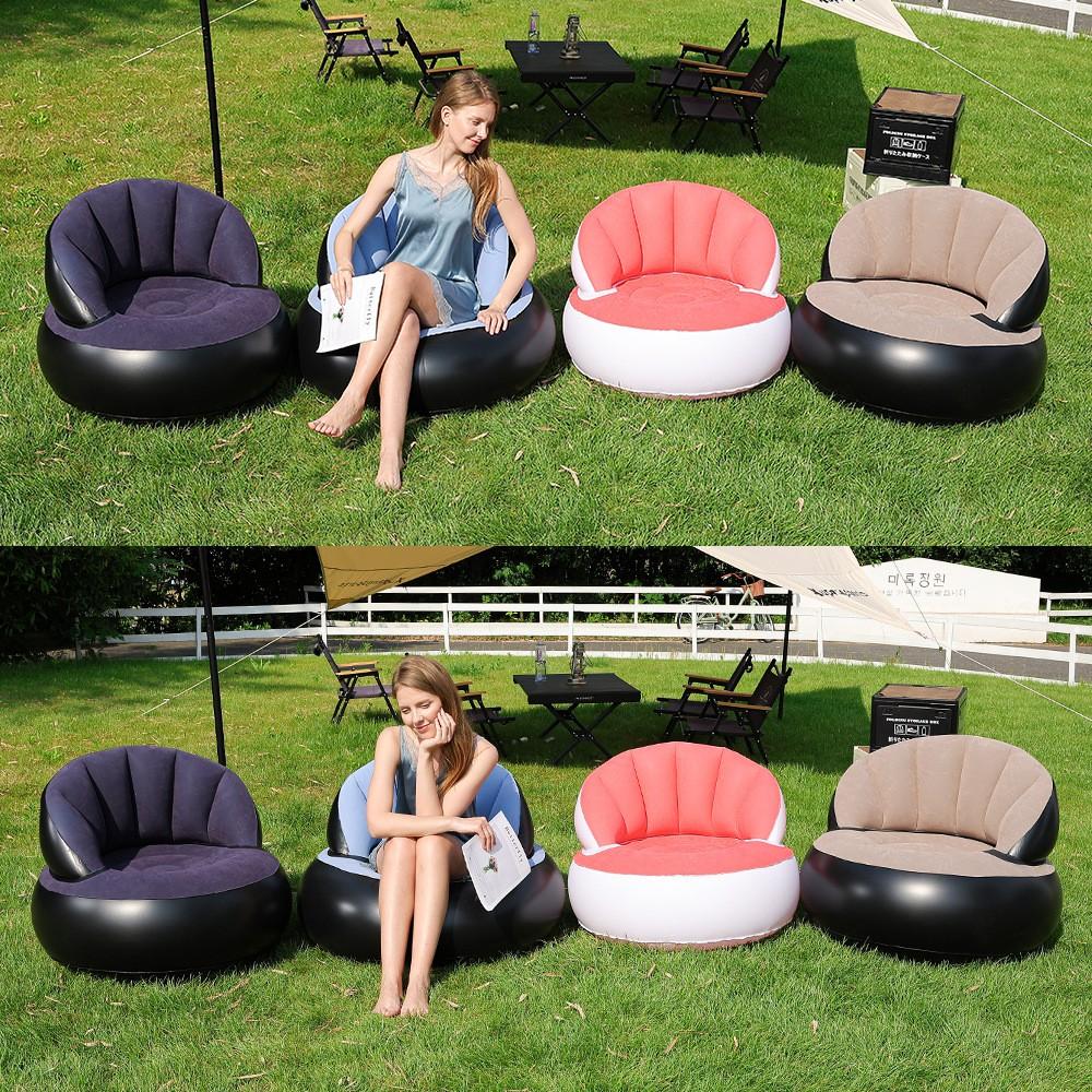 1 Person Portable Inflatable Lazy Sofa, Foldable Air Cushion Couch with Foot Pump, Space-Saving Modern Lounge Chair for Indoor Outdoor Use, Ideal for Camping, Dorm, Apartment, Easy Storage & Transport, Various Colors