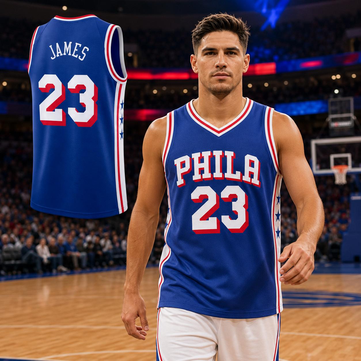 Unisex Basketball #23 James Philadelphia Team Swingman Jersey - Icon Edition - Royal Unisex Basketball #23 James Philadelphia Team Swingman Jersey - Icon Edition - Royal
