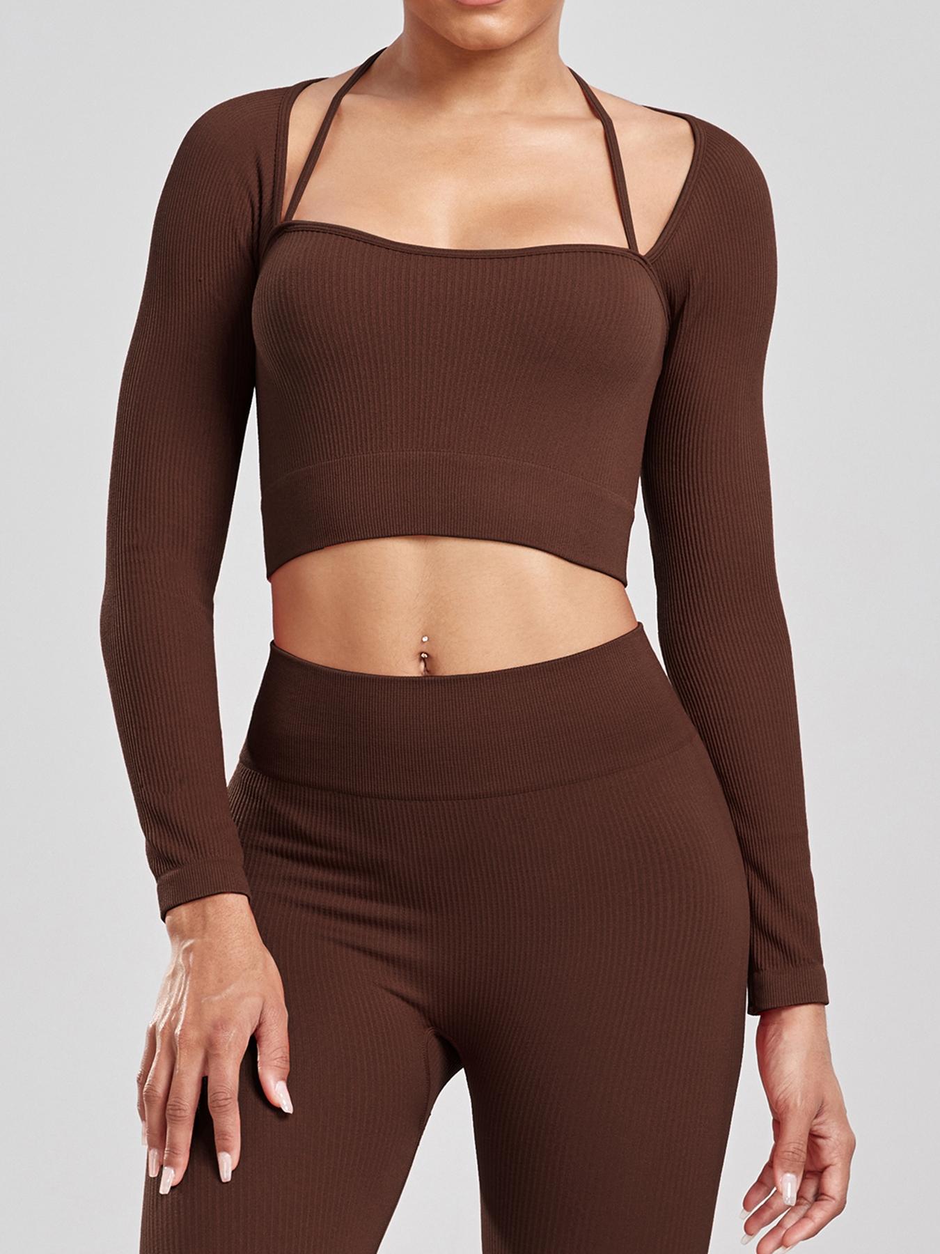 Seamless Long Sleeve Sports T-Shirt with Thumbholes, Comfortable Fit for Yoga & Exercise Classes, Perfect for Active Wear, Gym Tops, Athletic Yoga Tops