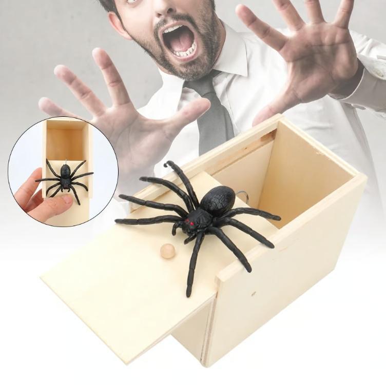 Epic Wooden Spider Gag Box - Jump Scare Prank for Parties, Family, Office & Dorms!