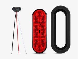 GOOACC 6Inch Oval Trailer Tail Light 4PCS 10LED White Red Stop Turn Signals Reverse Lights w/Surface Mount Grommets Plugs IP67 Waterproof for Truck RV Tractor