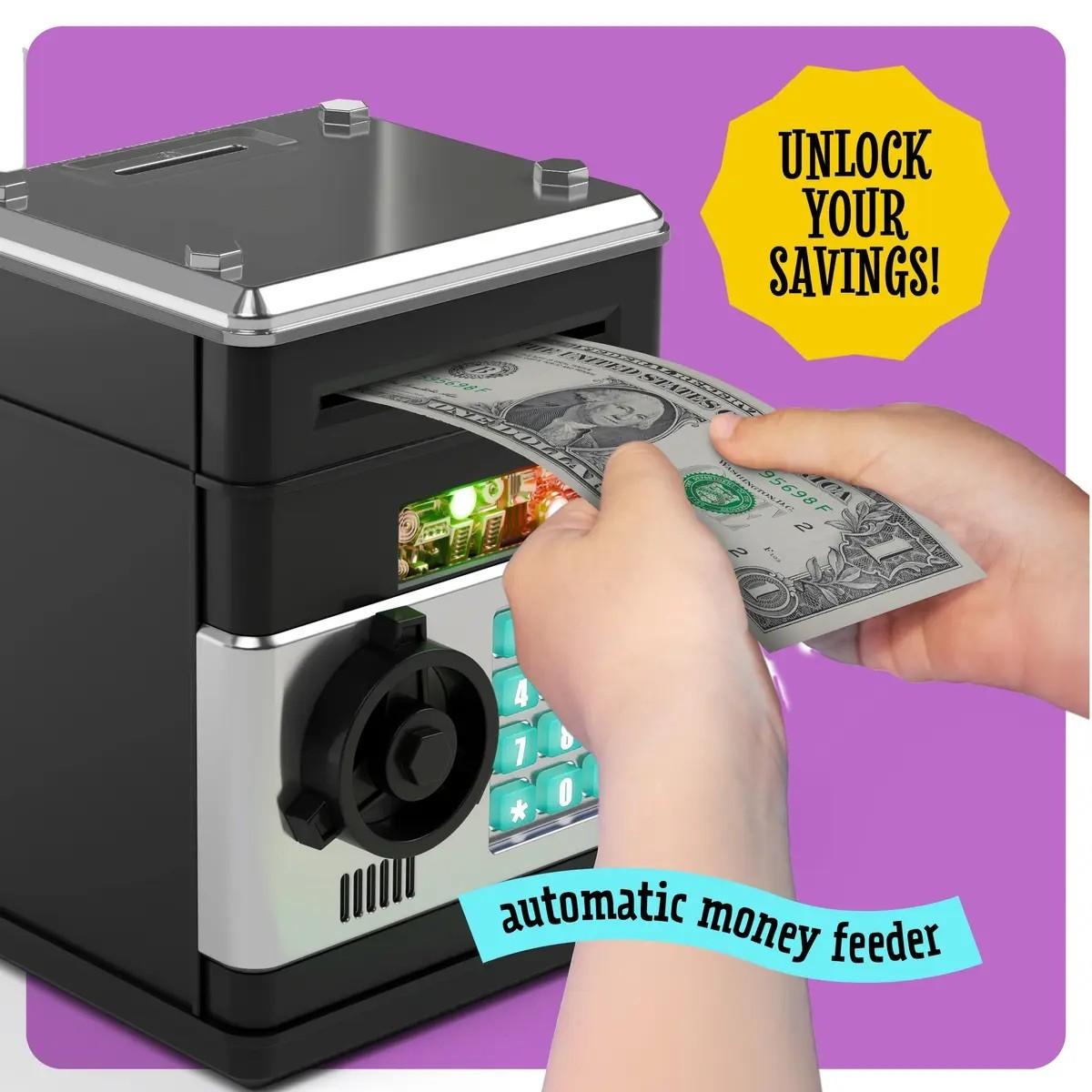 Adult & Kids Electronic Atm Piggy Bank, Password Lock & Auto Cash Slot, Large Capacity, Fits All Us Coins, Coin Storage, Secure Savings Solution, Cash Saving Box