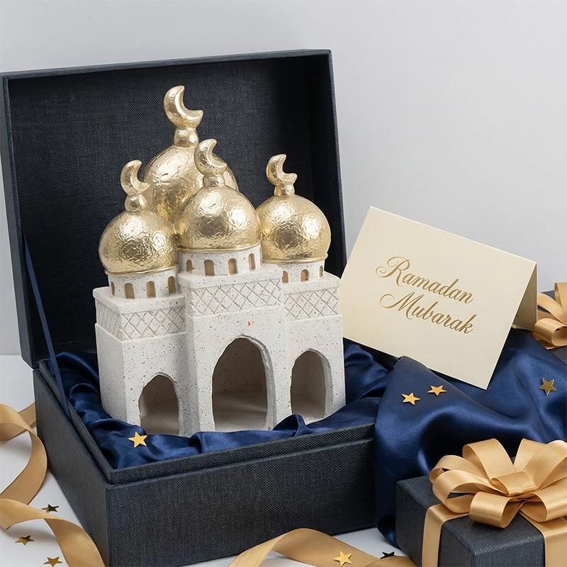 1pc Middle Eastern Style Castle Architecture Statue, Ramadan & Eid Festival Religious Decor for Home Mantel Display