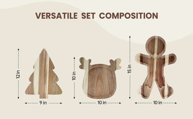 [limited Stock] 3 Pcs Cheese Board Set Wooden Charcuterie Boards Food Tray Premium Acacia Wood Trio with Stainless Steel Tools for Kitchen Chopping & Serving Gift-Ready Luxury Pa