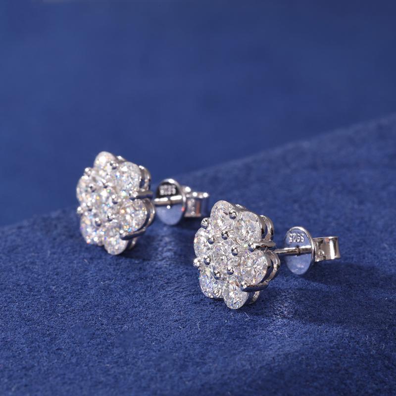 【#E266】UCCIYO Petal Earrings 925 Sterling Silver Synthetic Moissanite Inlay Jewelry Earrings Unisex Fine Jewelry Hip Hop Rapper Gift  FallFreshness