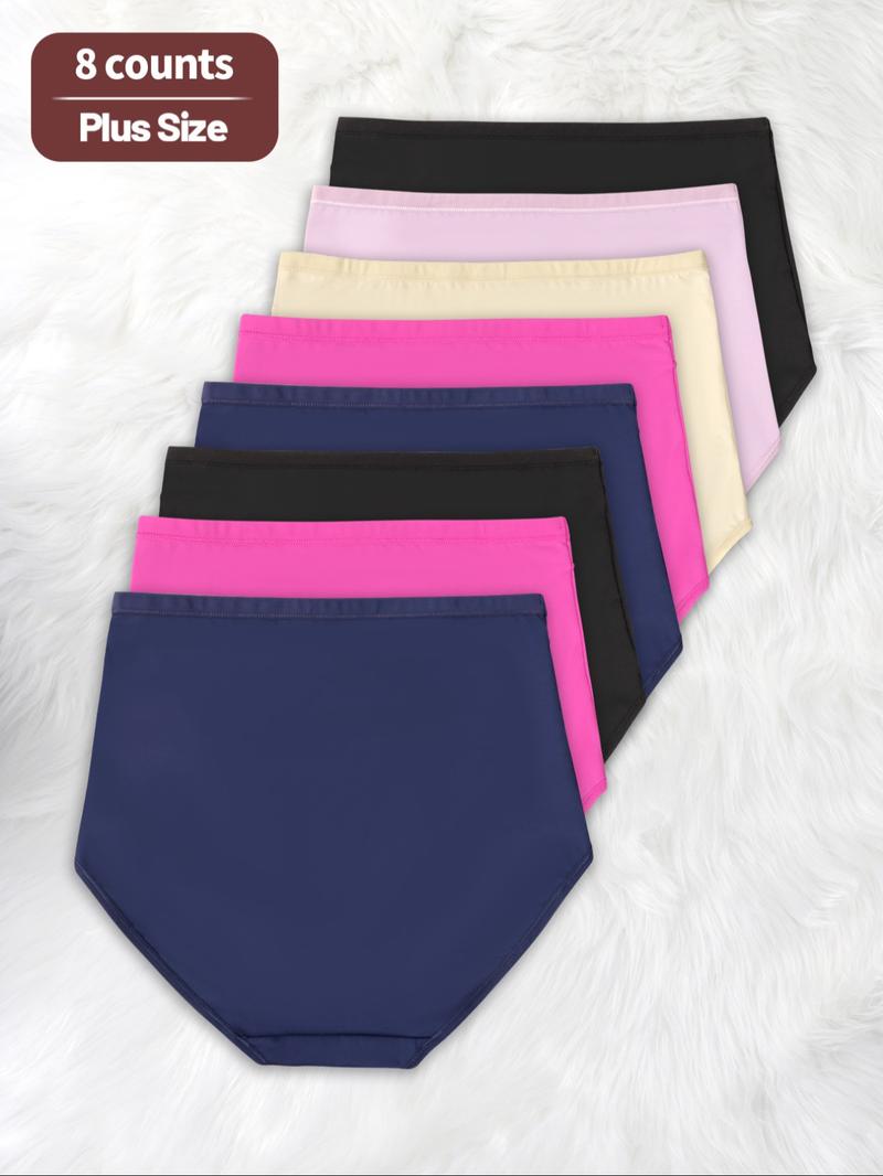 【Plus Size】 Letter Pattern High Waist Brief, Soft Comfy Breathable Knicker for Daily Wear, Fashion Comfy Underwear, Women's Underwear for All Seasons