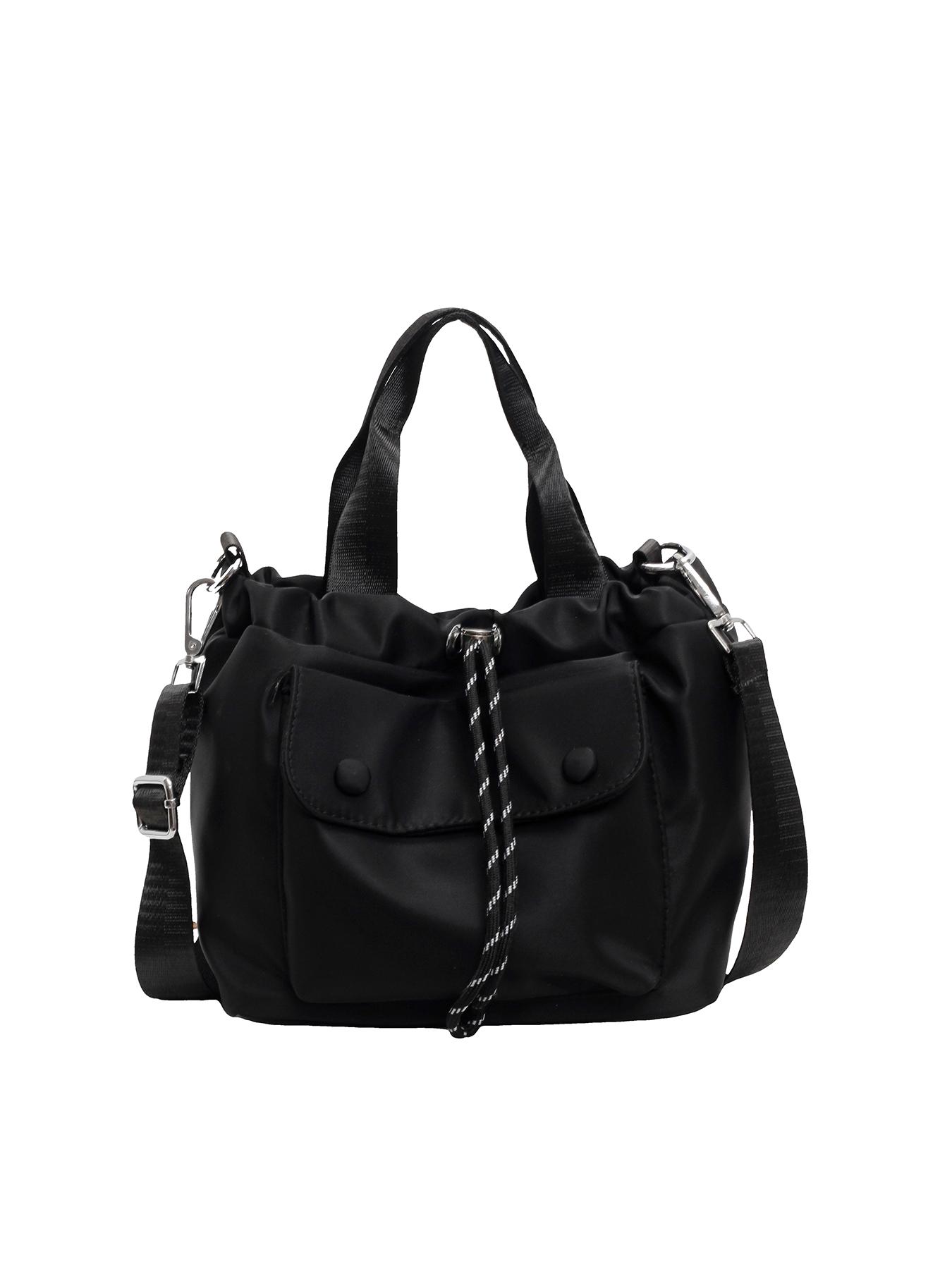 Casual drawstring bucket bag, versatile lightweight handbag, Casual Messenger Bags, textured shoulder crossbody bag, solid color shoulder commuter bag, suitable for daily commuting, Adjustable Shoulder Bag, Cross Body Bags