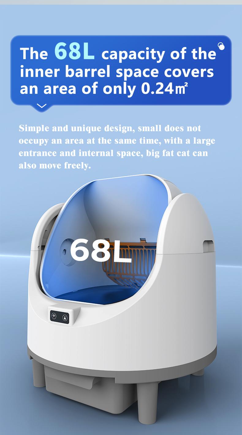 Smart Cat Litter Box with Automatic Self-Cleaning, 6L Large Capacity, APP Connection, Odor Control, and Anti-Splash Design for Ultimate Pet Care Convenience cat gifts Enclosed