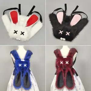 Dark Punk Anime Backpack Goth Lolita Rabbit Subculture Niche Y2k Rabbit Ears Furry Large Capacity Versatile Double Crossbody Bag