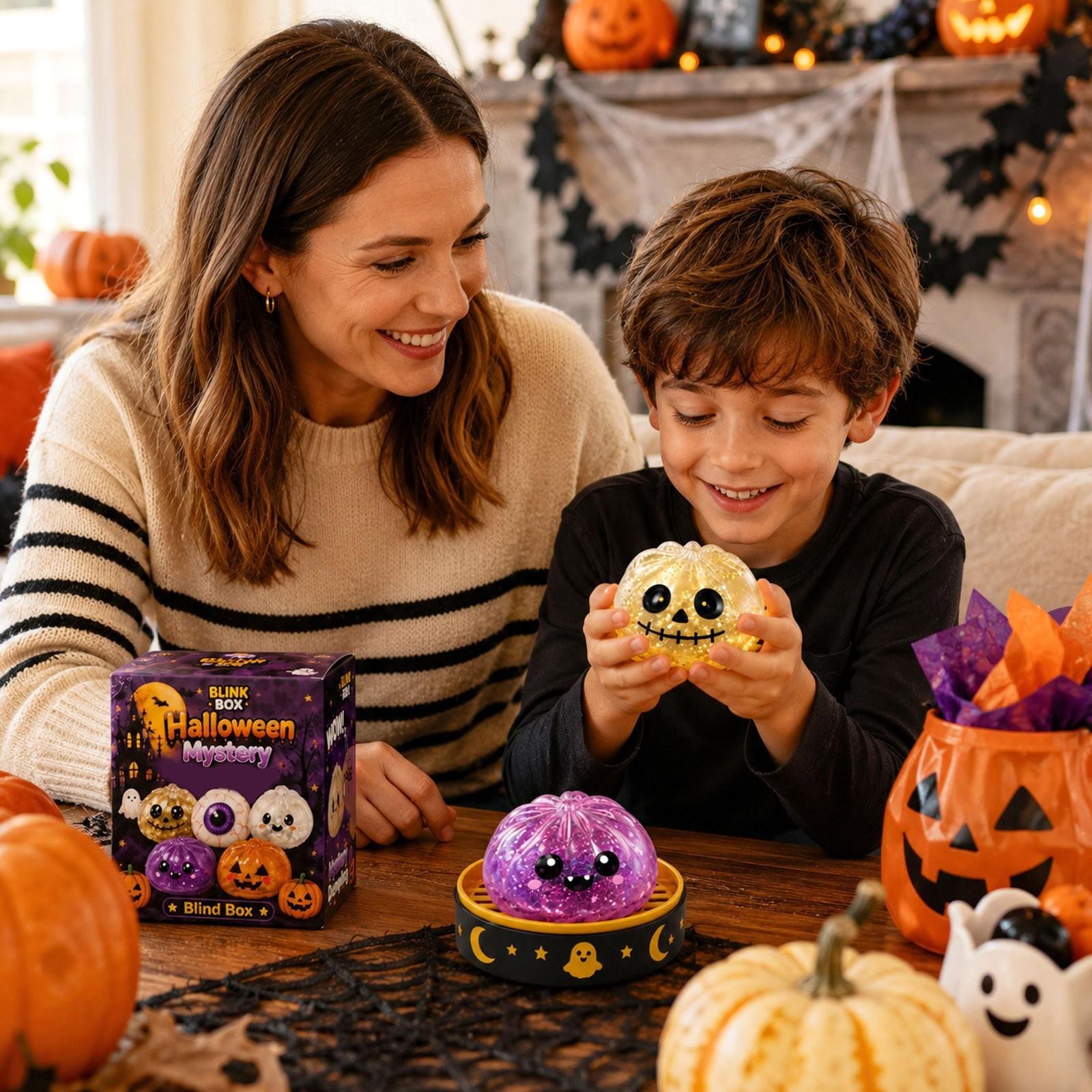 Cute Halloween Horror Ghost Gumball Squeeze Toy Set, Portable Stress Relief Hand Squeeze Toy, Squishy Fidgets, Perfect Halloween Party Candy Bag Filler and Gift