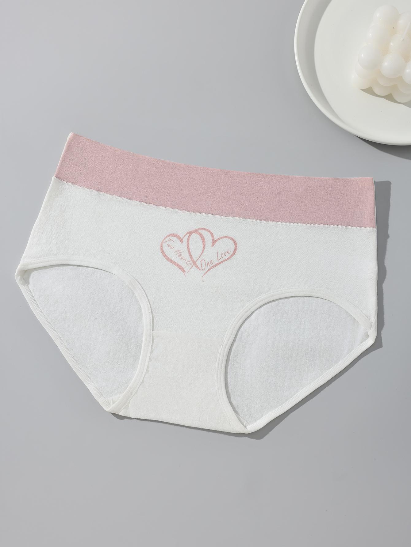 HOTCOM Women's Cotton Panties - 6 Pack Cute Love Print Briefs with Stretchy Waistband & Double Layer Crotch Soft Breathable Underwear for Everyday Wear & Postpartum Comfort FallFreshness - Fit SpringStatements