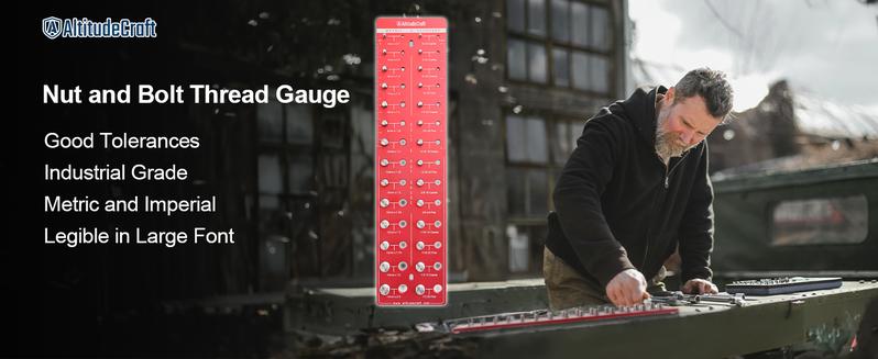 AltitudeCraft Thread Checker, Nut and Bolt Thread Checker, Bolt Size and Thread Gauge, Bolt and Nut Identifier Gauge, Bolt Gauge Wall Mountable