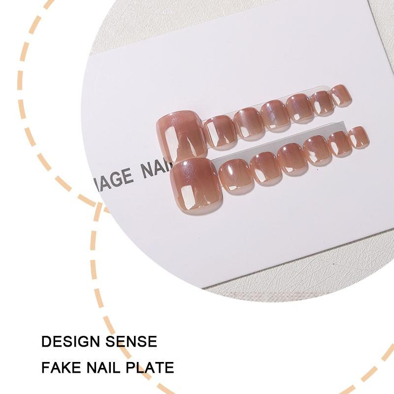 14-Piece Gradient Nude Toe Nails, S/m/l Sizes, Includes Jelly Glue & File, Removable Square Nail Art Stickers, Perfect for Festivals