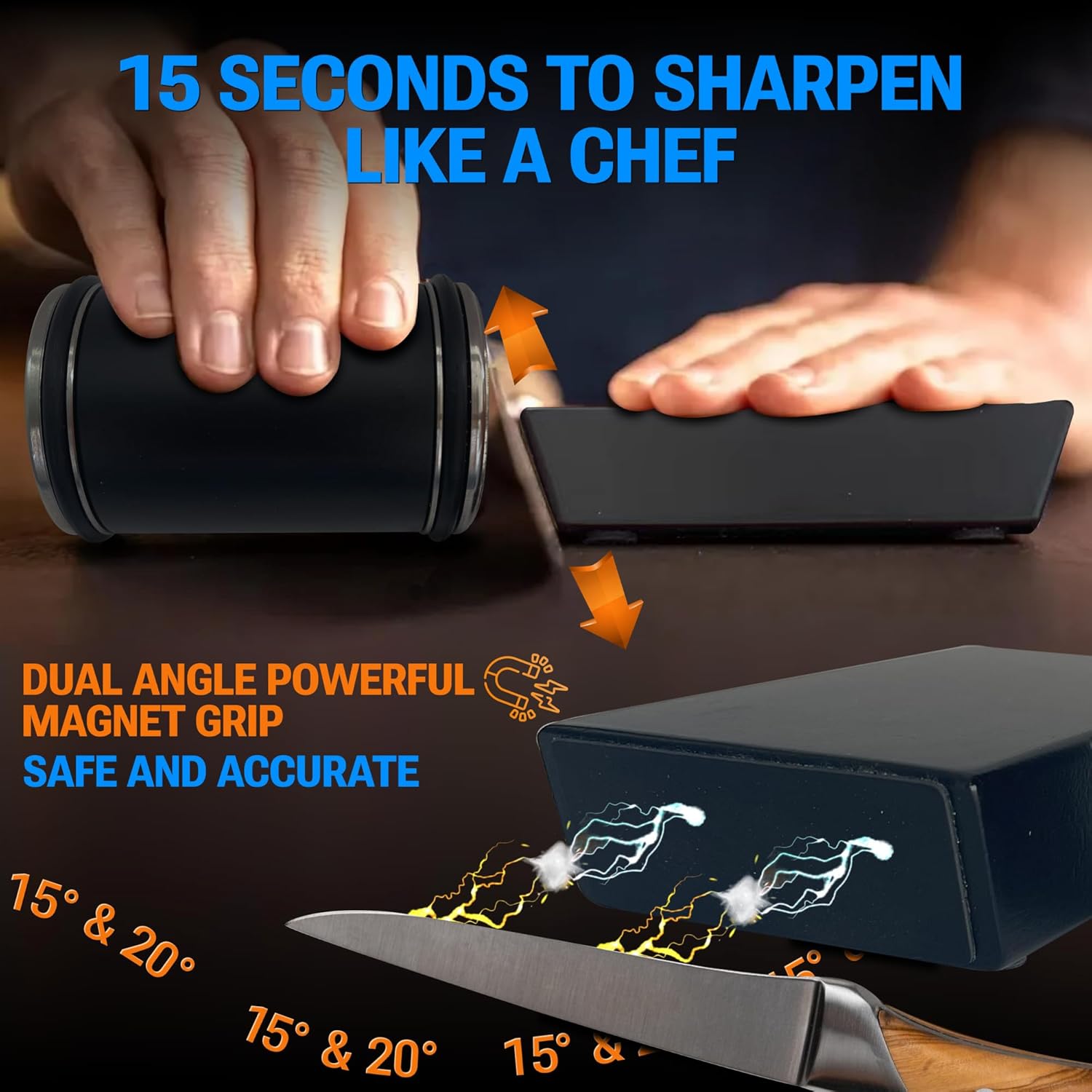 Professional Knife Sharpener Kit – Ceramic & Diamond Steel Knife Sharpener, Rolling Knife Sharpening Tool – 15° & 20° Magnetic Knife Sharpener, Kitchen Knife Sharpener, Knife Making Kit,