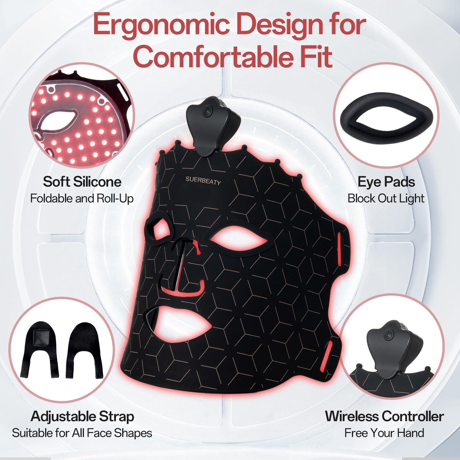 1PCS Crown Black Skin-Soothing Electric Beauty Device, Silicone Red Light, Portable Red Light LED Mask, 7-Color LED Light, Photon LED Mask, Makes Skincare Simpler and More Efficient, Valentine's Day Gift