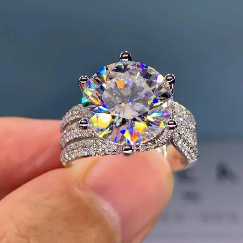 Silver Color Claws Design Big Crystal Wedding Rings for Women Cubic Zirconia Charms Bridal Engagement Ring Jewelry Gift