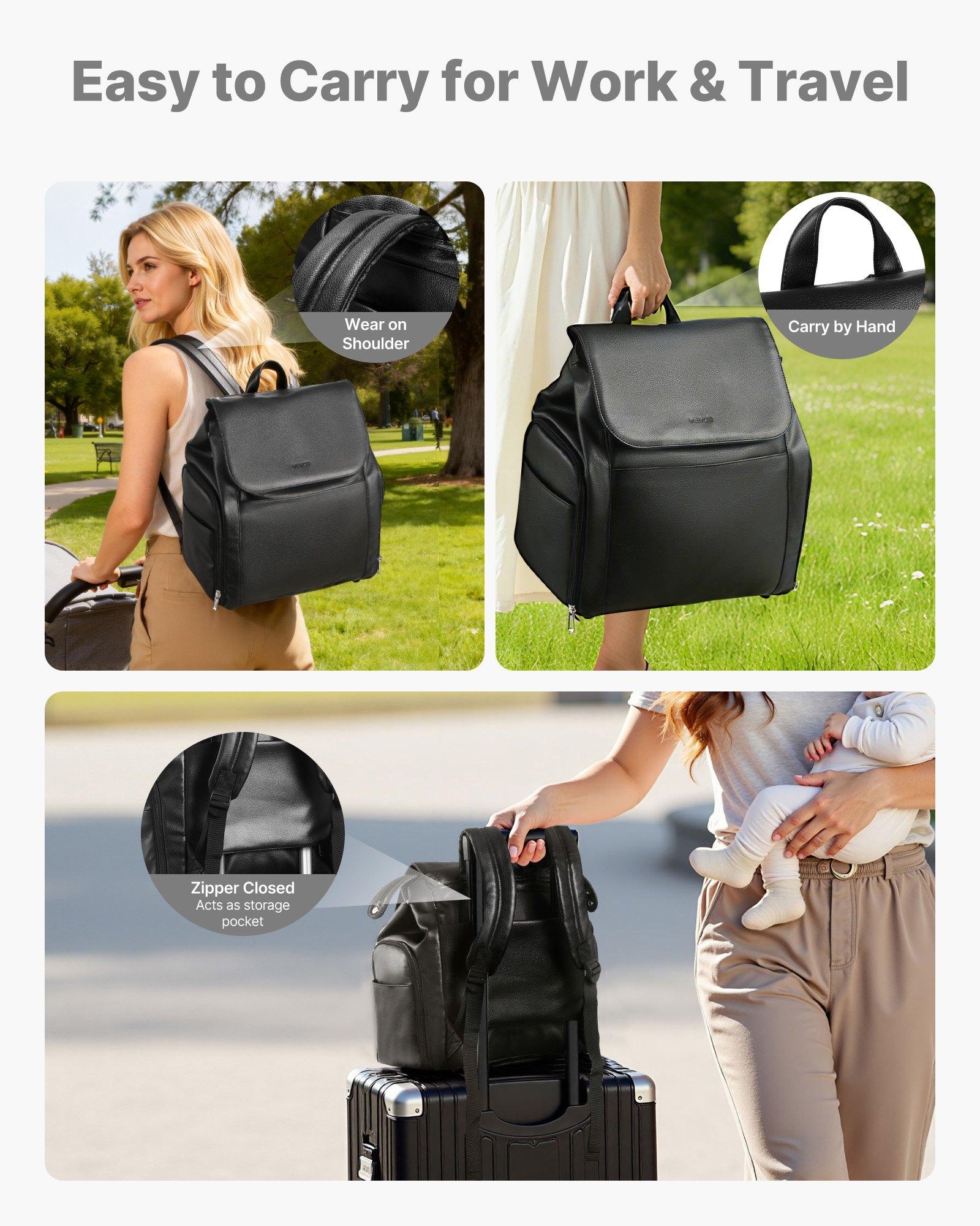 fathersdaygift  VEVOR Breast Pump Backpack, Breast Feeding Bag with Ice Pack, Fits for S1/S2, Pumping Accessories Breastmilk Storage, Portable Pump Carrying Case for Work, Travel and Family Use, Black