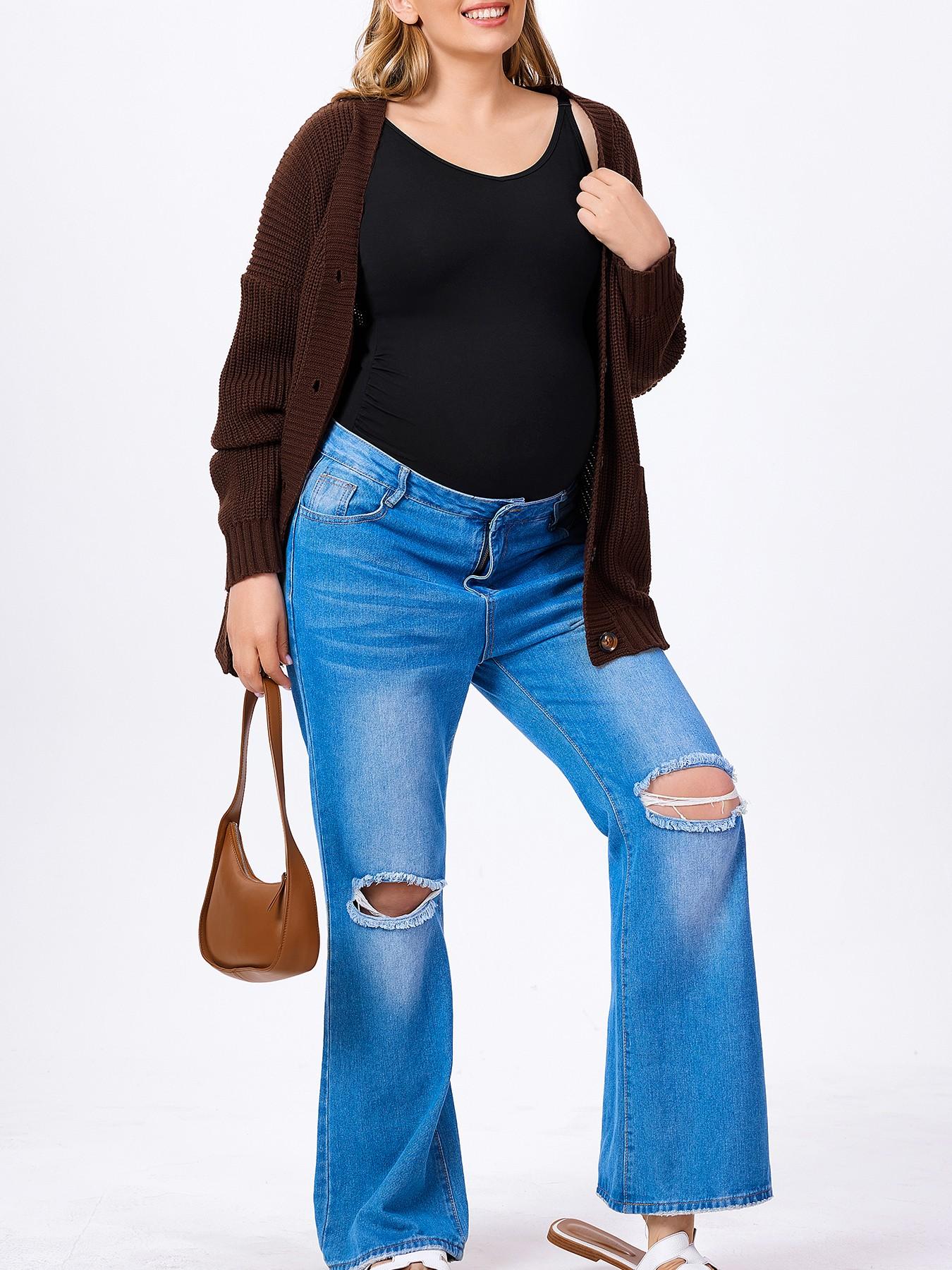 Women's Maternity One-Piece Dress, Adjustable Shoulder Straps, Ruched Belly Support, Convenient Snap Closure, Perfect for Pregnancy Photos & Daily Wear, Pregnancy Clothes