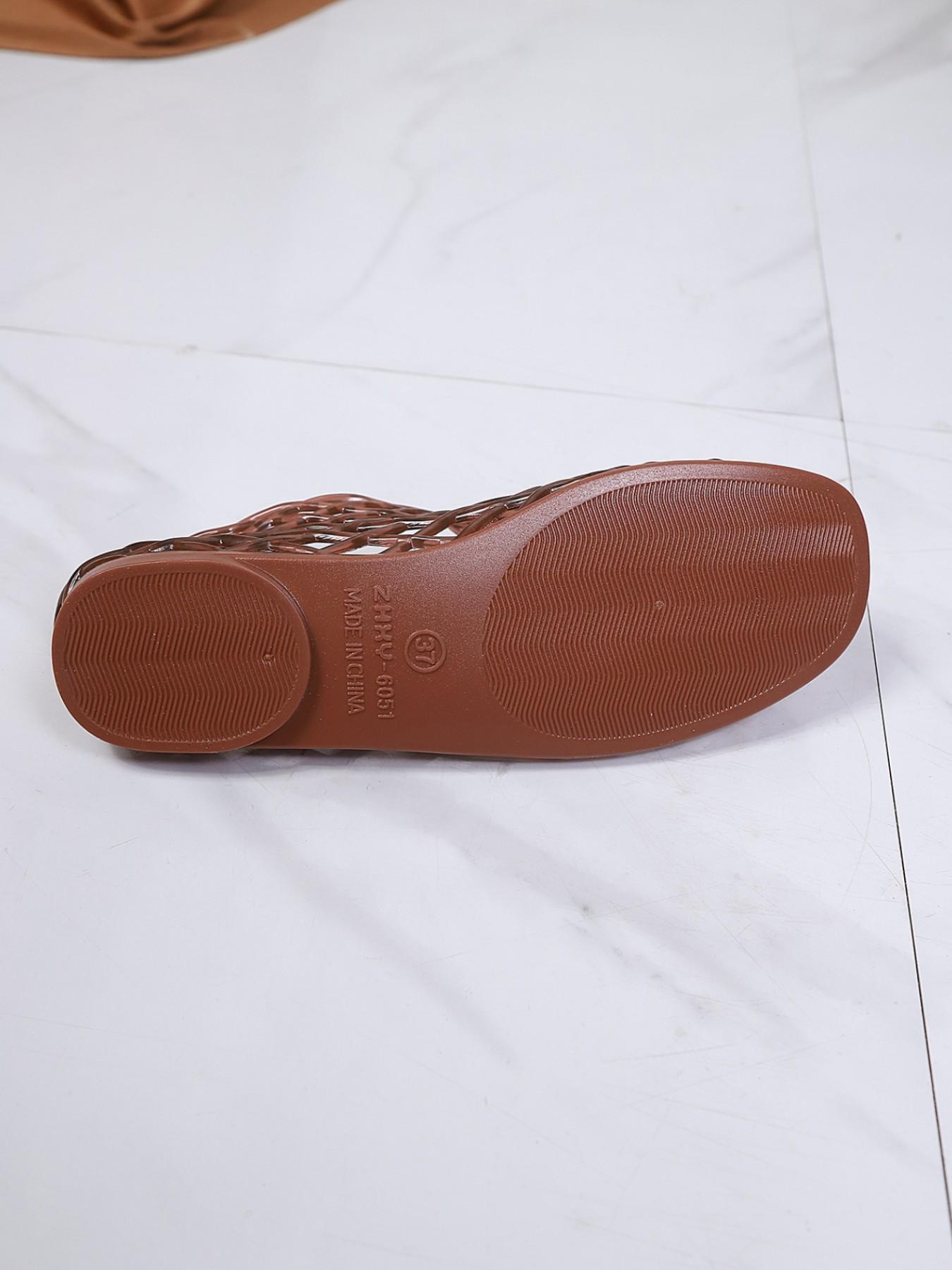 Women's Transparent Hollow Out Jelly Sandals, Elegant Comfortable Ballet Flats, Round Toe, Ideal for Beach and Outdoor Summer Shoes