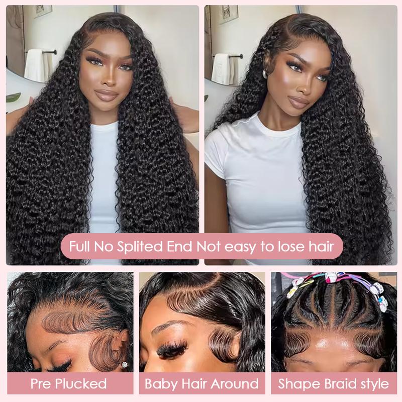 Pizazz Hair Hidden Strap 360 Drawstring Glueless Wigs Human Hair Pre Plucked Pre Bleached Knots 220 Density Water Wave Full Lace Frontal Wig with Drawstring Curly HD Lace Wigs for Women