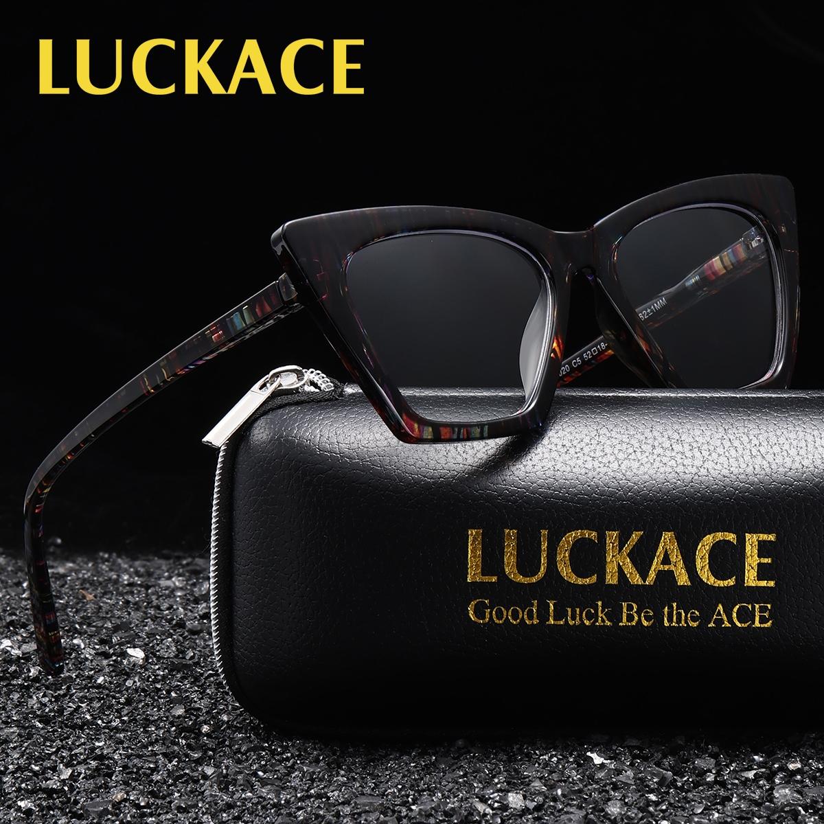 Luckace Men's Cat Eye Fashion Bifocal Glasses, Dual Color PC Lenses, Ultra-Thin Comfortable Nose Pads, Ideal Gift with Brand Packaging