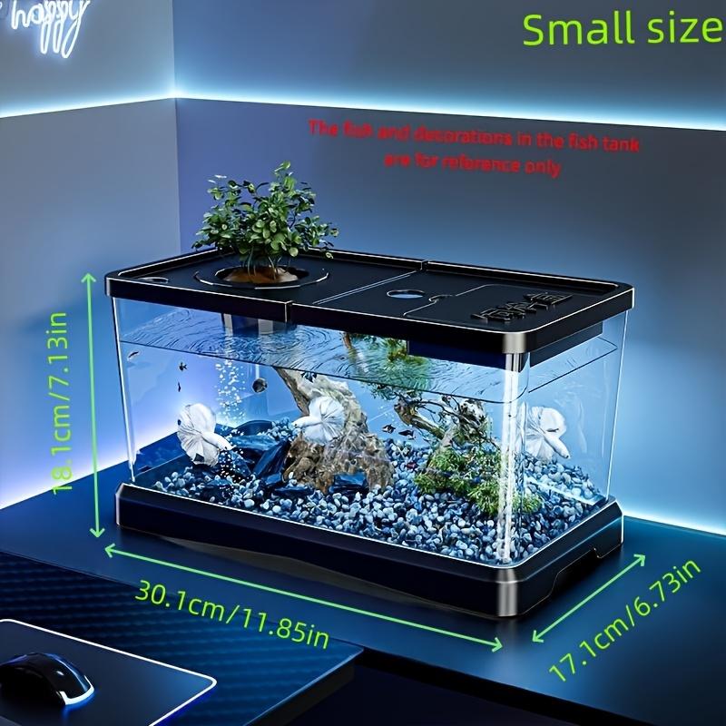 Aquarium starter kit, modern fish tank, transparent rectangular fish tank with lid - high-quality ABS material, medium/small size available. Suitable for freshwater fish, goldfish, and aquatic plants, modern and durable home decoration, easy to clean.