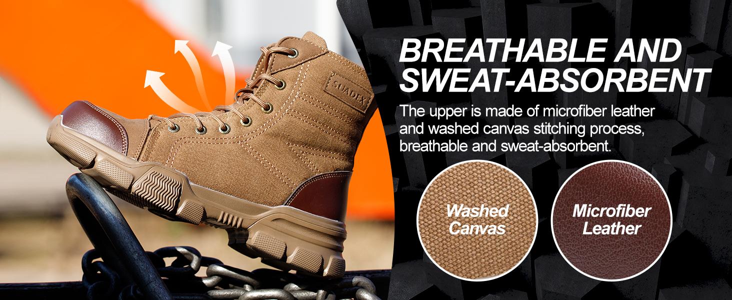 SUADEX Steel Toe Boots Military Safety Boots Lightweight Breathable Work Boots Closed Boy