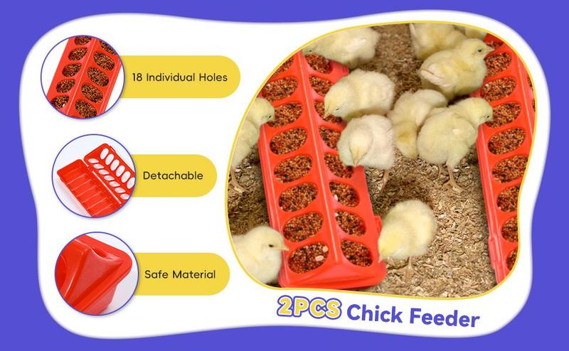 Pawaboo 5-in-1 Chicken Brooder Box for Chick Starter Kit, Includes Pet Cage Tent, Chicks Perch, Chick Feeder, 1.1L Chick Waterer, Baby Chick Supplies (Brooder Set), Green + Red + Wood Color