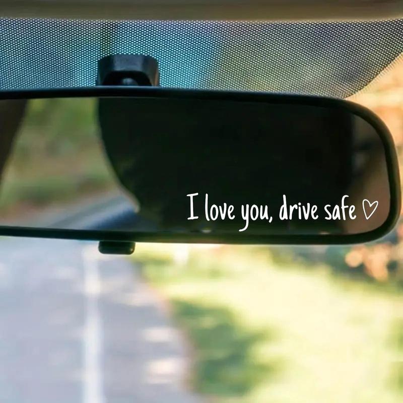 4 Piece Letter Pattern Car Rear View Mirror Stickers, 'i Love You, Drive Safe' Vinyl Stickers, Women's Car Accessories, Gift for Girlfriend/BF/wife