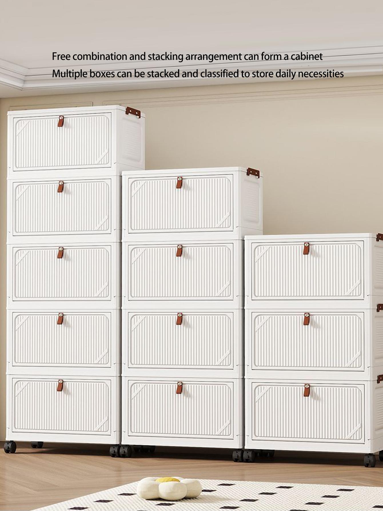 Foldable Plastic Storage Cabinet, Multi-Layer Table Under Desk Organizer, Home Living Room Toy Snack Rack, No Installation Required