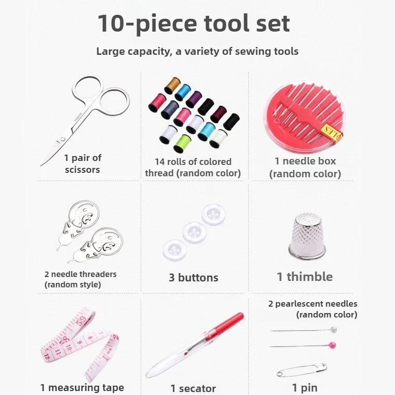 Household 86 piece sewing kit, portable sewing tool set, hand sewn sewing needle and thread storage box, complete set