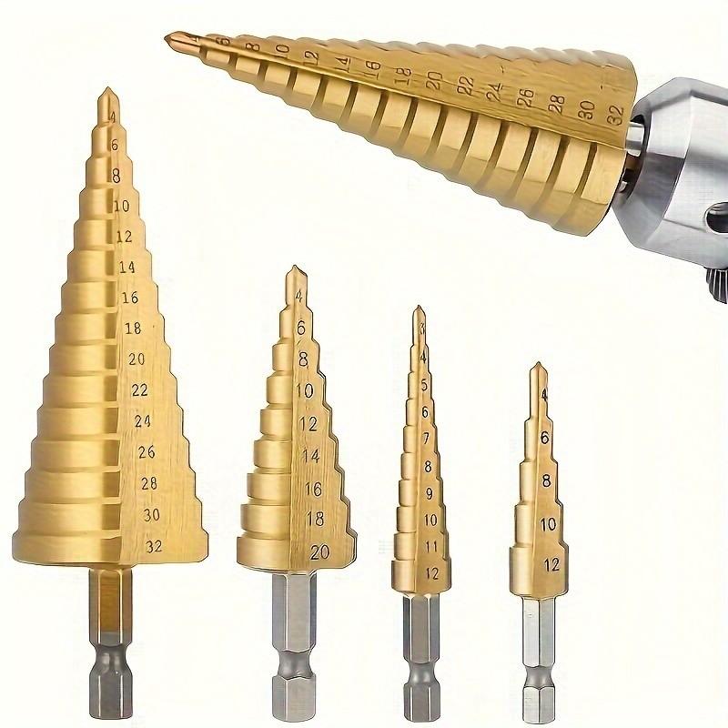 Stair Cone Drill Bit Set, Durable Stainless Steel, Hex Head, Suitable for Plastic/glass, Compatible with Disc Sander, Home Renovation Projects
