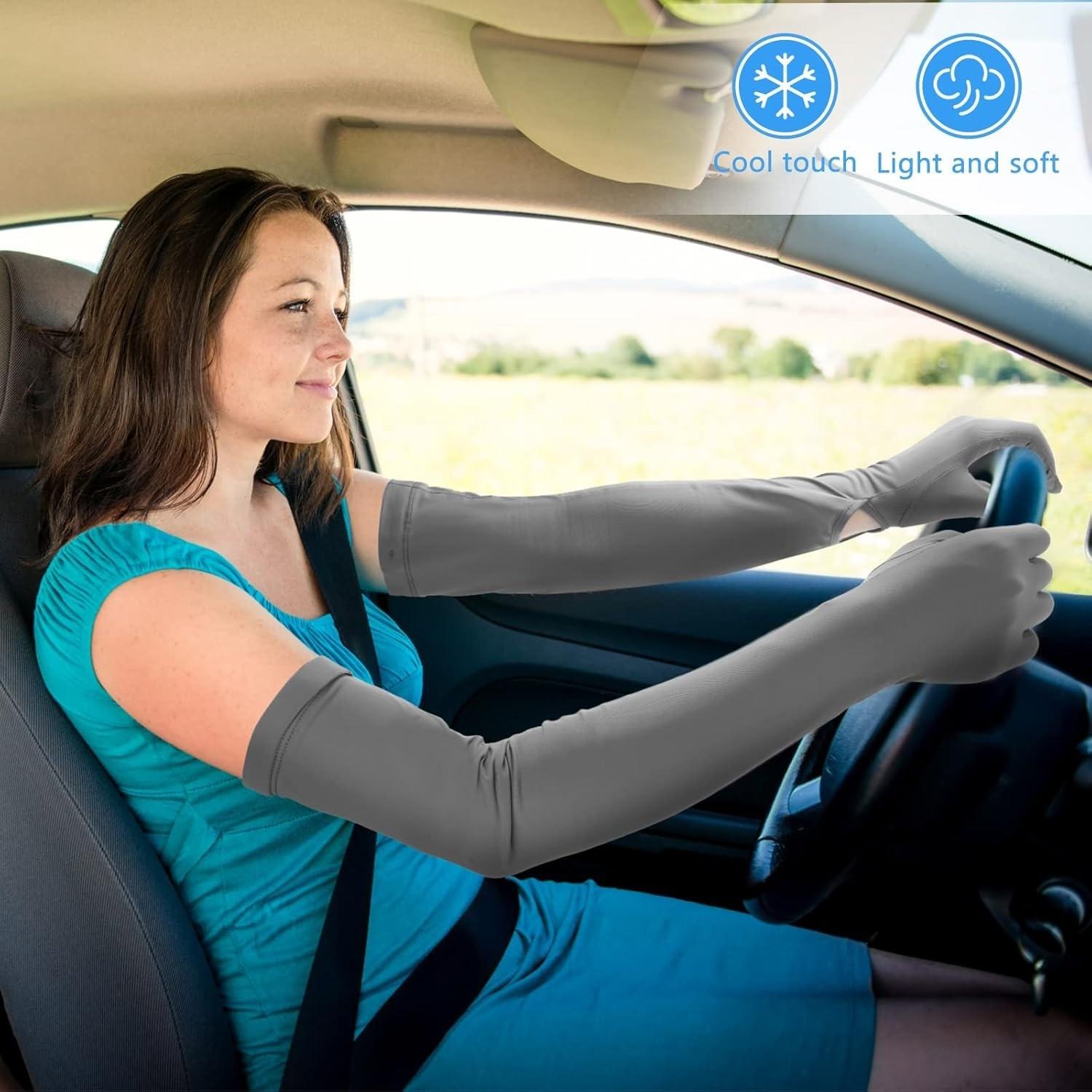 2 Pairs Long Arm Gloves for Men & Women, Touch Screen Compatible, Sunshade Driving Gloves, Motorcycle Riding Gloves, Motorbike Gloves, Breathable & Lightweight, Anti-Slip Grip, Ideal for Outdoor Sports, Cycling, Hiking, Fishing and Daily