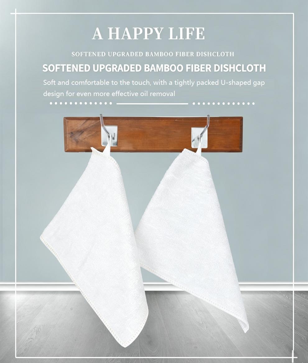 10pcs/20pcs Bamboo Fiber Cleaning Cloths, Reusable Double-Layer Kitchen Dishcloths, Non-Stick Oil, Ideal for Dishes, Tabletops, Range Hoods