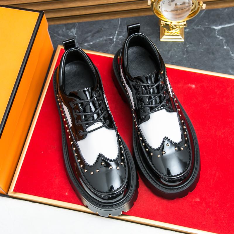 Ubetif Men's Fashionable Lace Up Platform Shoes, 2025 NewStyle Casual Business Comfortable Shoes for Work &Daily Wear, Male All-match Shoes for Daily Wear Black Footwear Athletic Boy