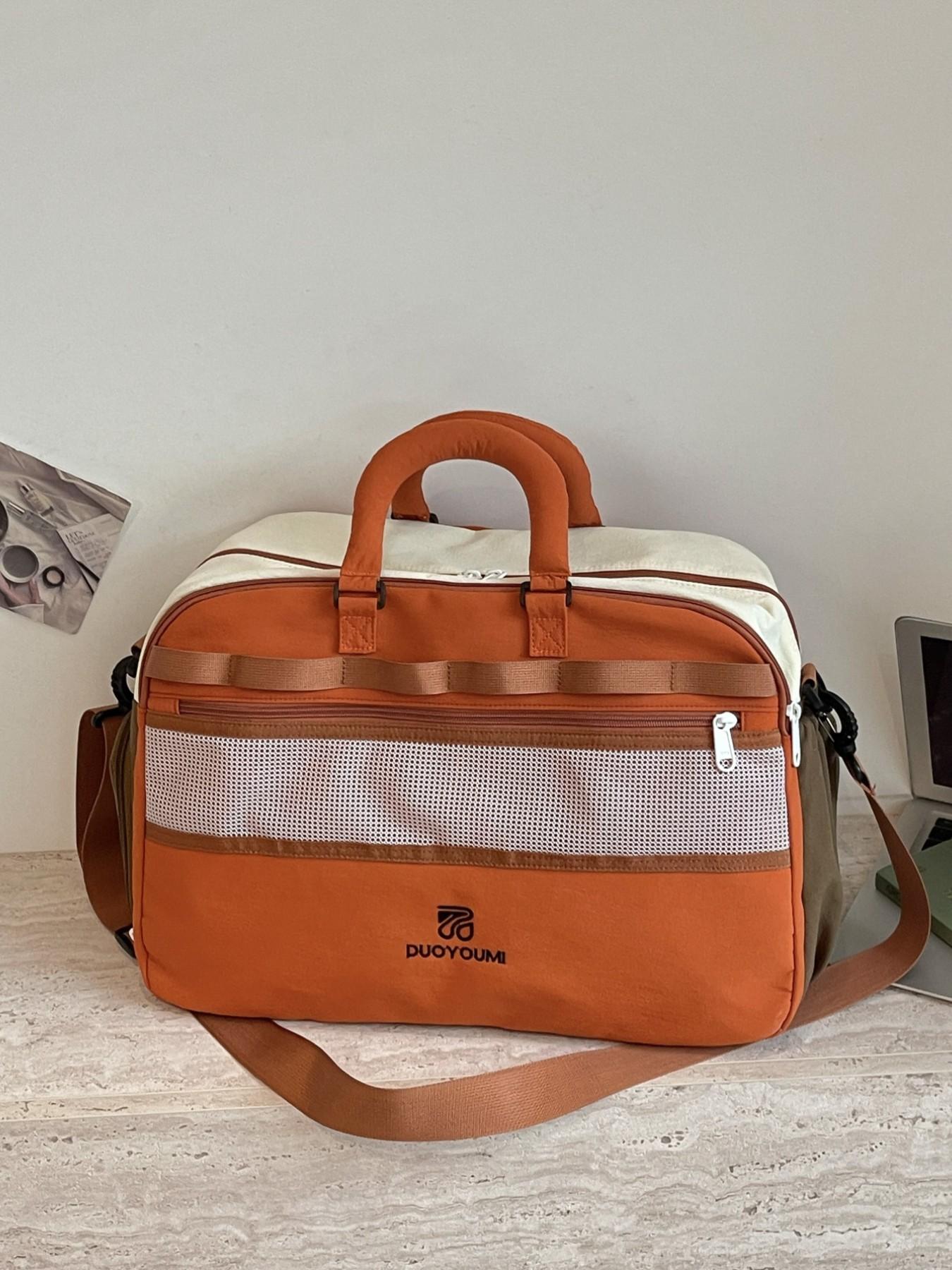 Large Capacity Travel Duffel Bag, Lightweight Waterproof Nylon, Zippered Compartment, Mesh Pocket, Detachable Shoulder Strap, Versatile Use, Hand Luggage Bag, Travel Duffle Bags