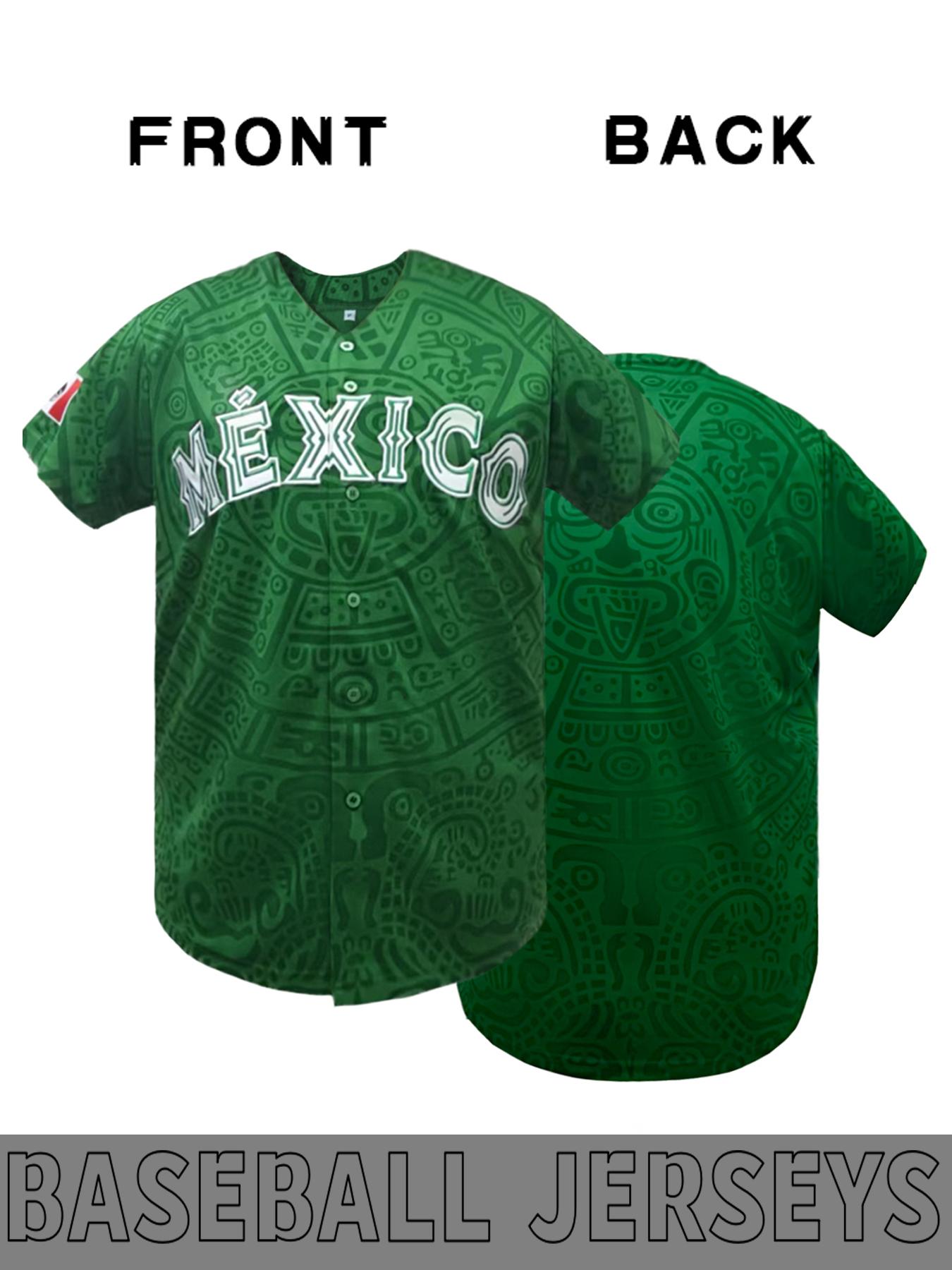 Men's baseball jersey with "MÉXICO" Embroidered with retro Mexican style, loose button cardigan suitable for sports and daily cultural wear, niche trend, Stylish jersey