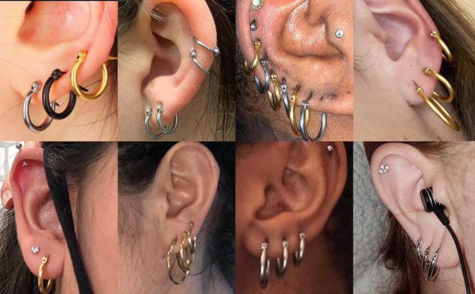 LOYALLOOK Gold Hoop Earrings Set Stainless Steel Rounded Small Hoop Earrings Set for Women Cute Huggie Earrings Nickel Free 10/12/15/20MM LOYALLOOK Gold Hoop Earrings Set Stainless Steel Rounded Small Hoop Earrings Set for Women Cute Huggie Earrings Nickel Free 10/12/15/20MM