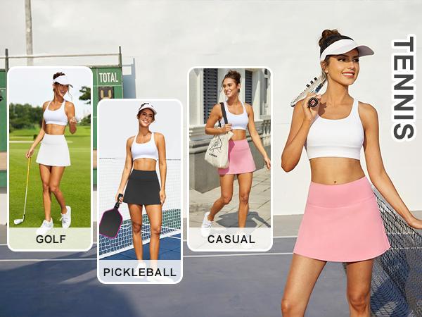 Dlooda Womens Skort Tennis Skirt with Pocket Shorts Mini Golf Skirts High Waisted Athletic Skorts Summer Workout