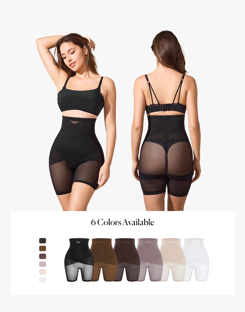 Nebility Mesh High-Rise Core Support Shaper Shorts Butt Lifter Thigh Slimmers Basic Womenswear