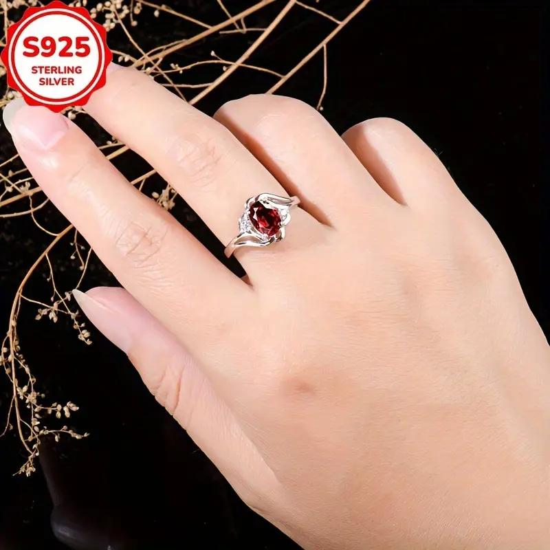 Luxurious ruby ring, elegant 925 sterling silver women's ring, adjustable opening ring size - perfect for mothers or couples, Christmas, Mother's Day gifts