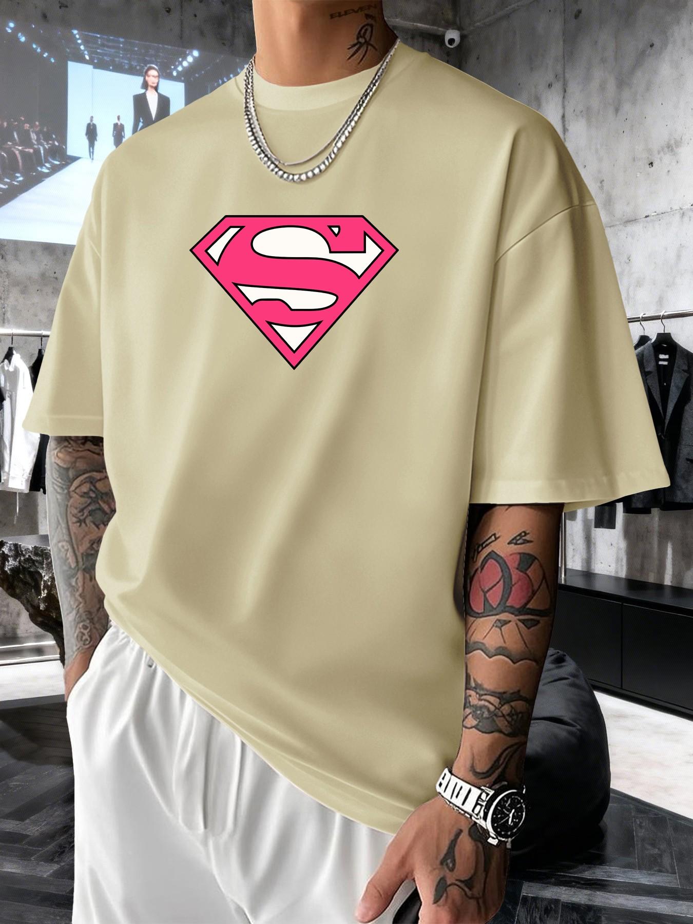 Superman S Classic Logo Men's Fashion Short Sleeve Round Neck Casual Summer T-Shirt, Suitable for Daily Wear