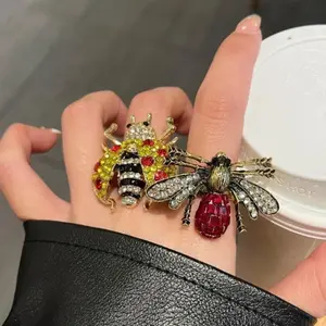 Adjustable Beetle Shape Ring with Sparkling CZ Crystals - Retro Vibe, Stackable Set, Vintage Fashion Jewelry for Layering, Indoor Recreation Stocking Stuffers