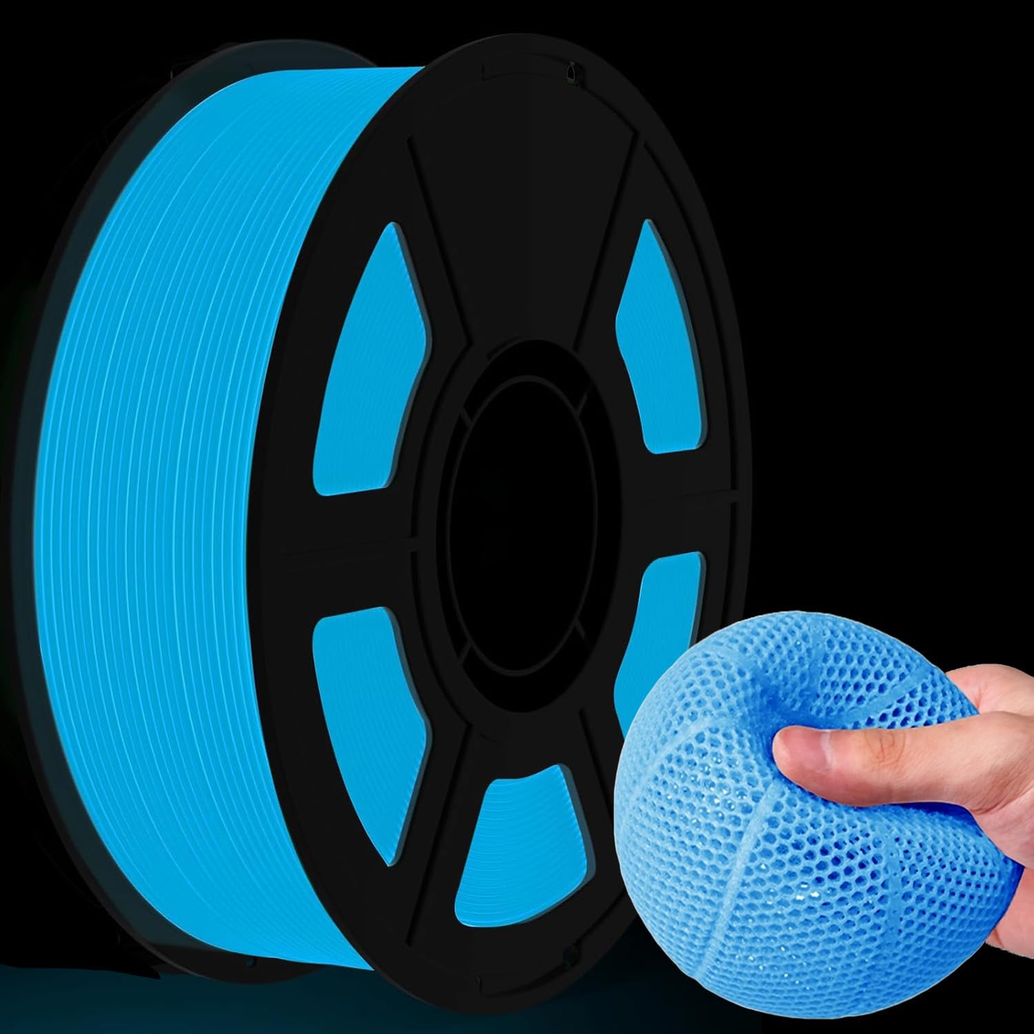 Glowing Tpu Flexible Filament 1.75mm 250g Self-Luminous in Dark, High Elastic Wear-Resistant Material for Wearable Devices & Creative Accessories