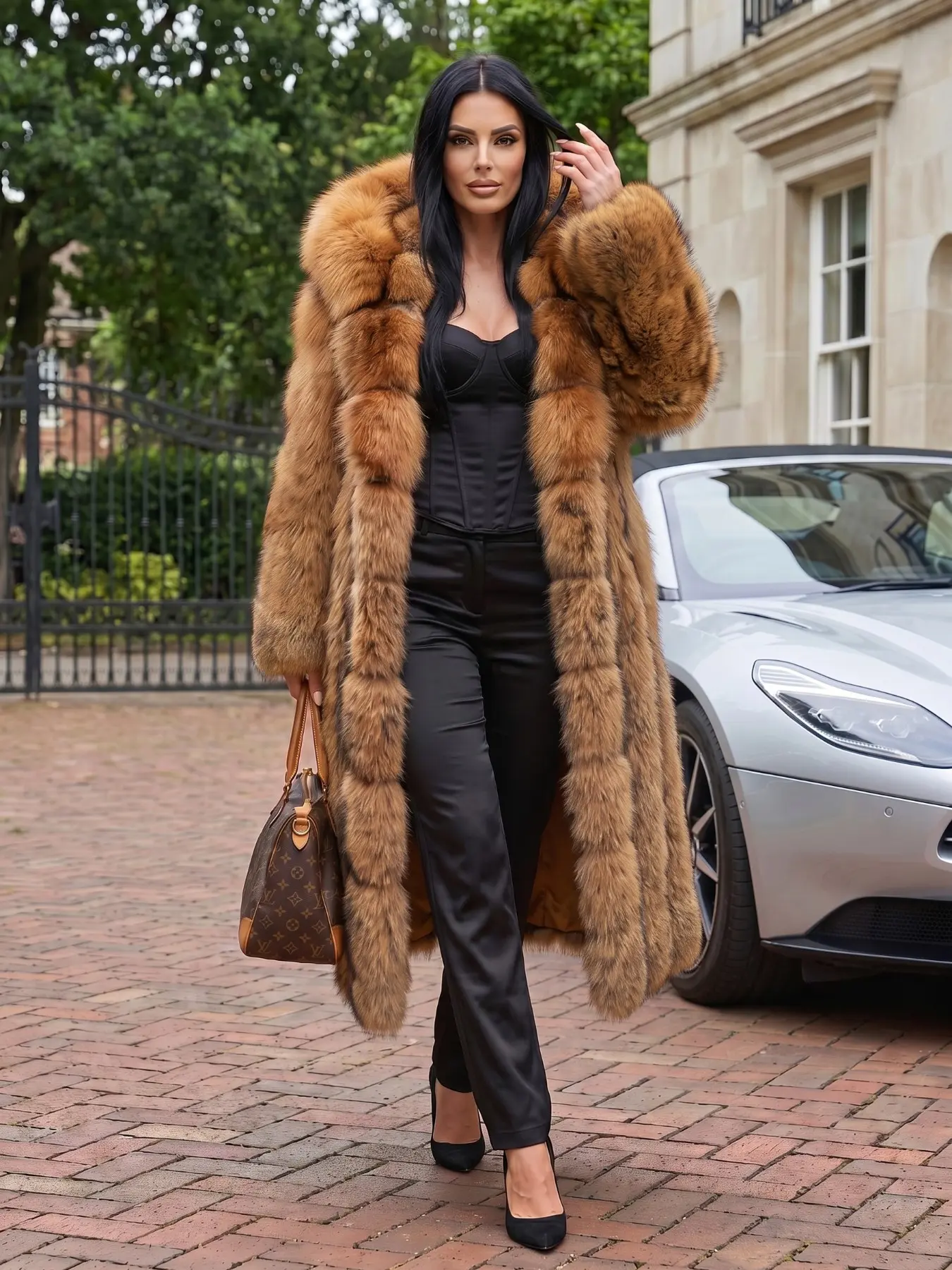 Women's Loose‑Fit Long Hooded Faux Fur Coat, Luxe Plush Outerwear, Fall Winter Trendy Festival Party & Street Style, Elegant Unique Outfit