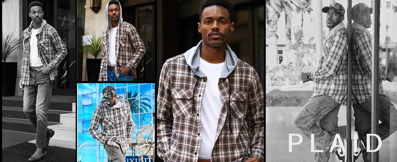 COOFANDY Men's Plaid Hoodie Flannel Shirt Jacket Long Sleeve Casual Fashion Button Shirts