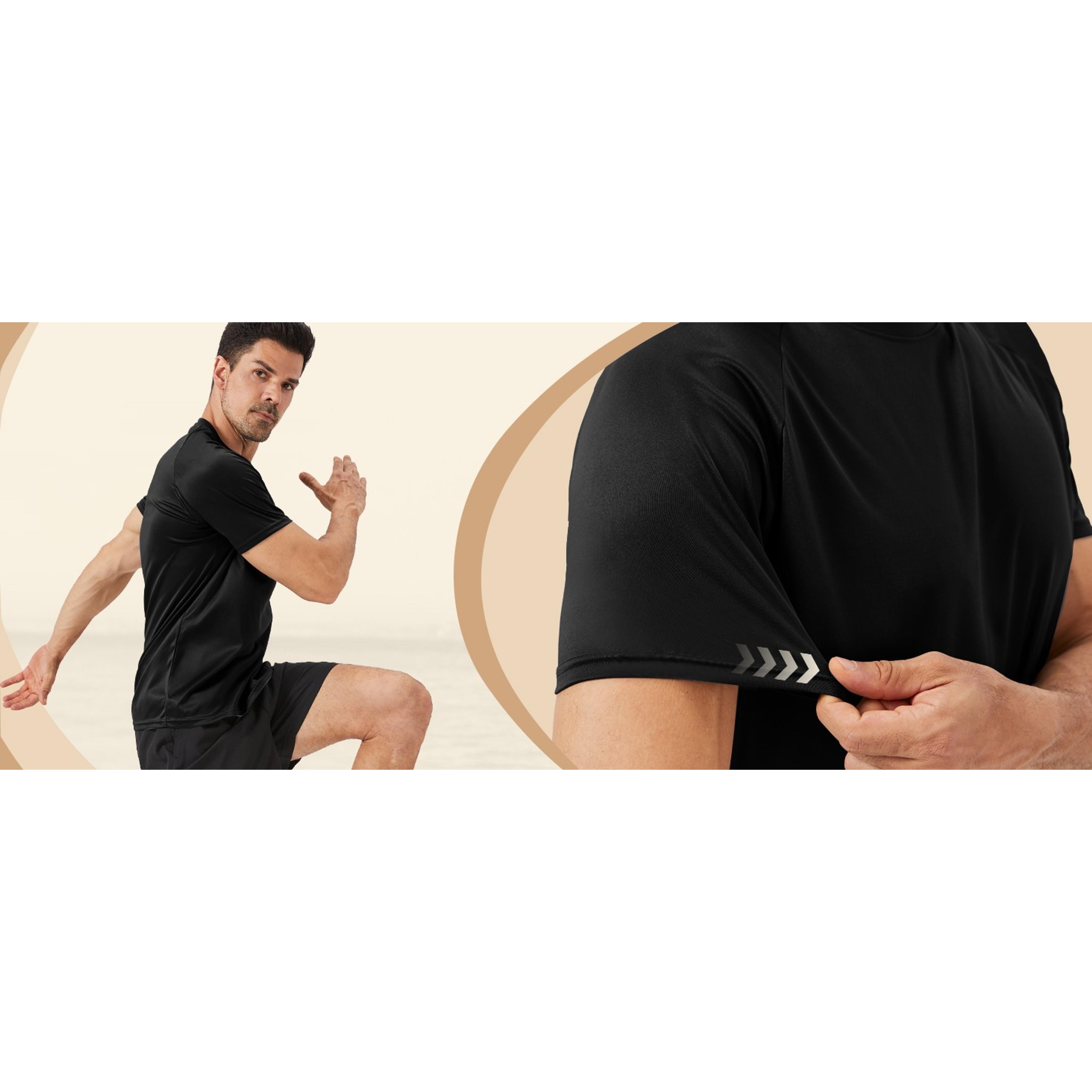 BOOJO Workout Mens Shirts - Casual Black Quick Dry Moisture Wicking T-Shirts Crew Neck Short Sleeve for Gym Athletic Running