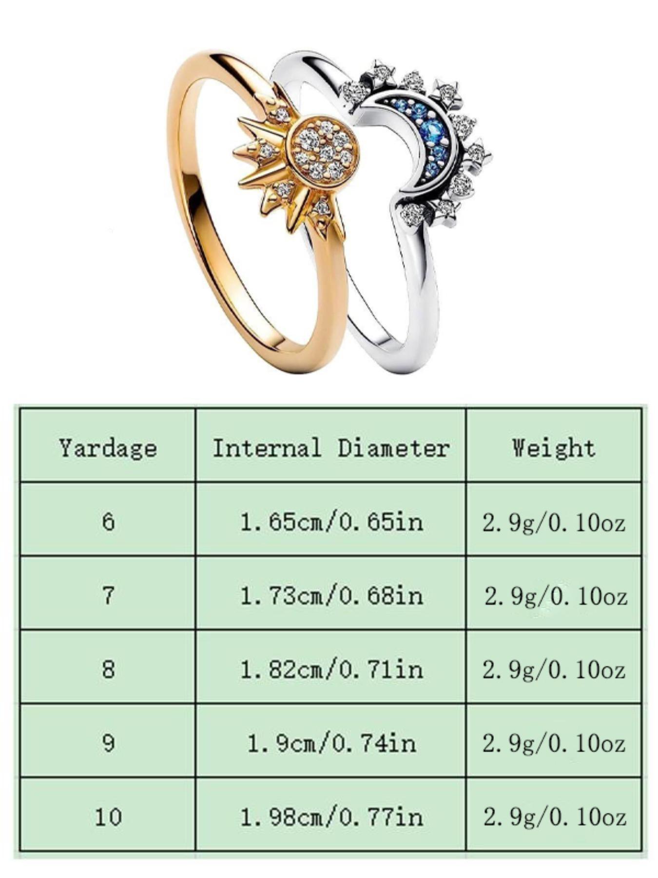 Sparkling Starry Sky Blue Moon Ring and Gold Sun Ring, Gift for Her, Girlfriend, Mother, Friend, Casual Style, All Seasons