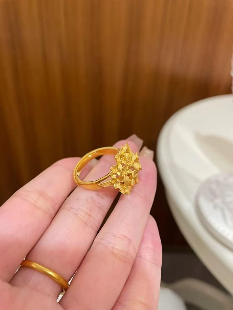 Chinese Retro Gold-Colored Flower Tower Ring for Women, Must-Have for Wedding, Full Bloom Flower Wreath Ring
